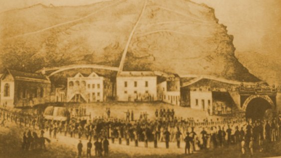 La procession traverse Jamestown