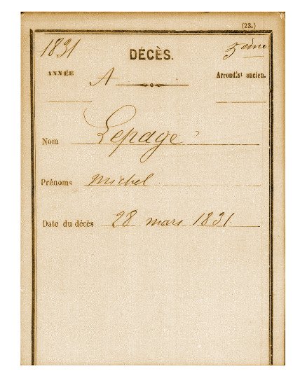 D�c�s de Lepage en 1831