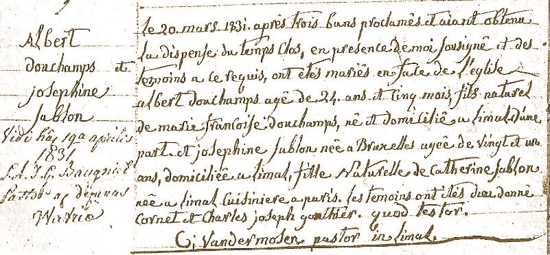 Acte de mariage Jos�phine Sablon